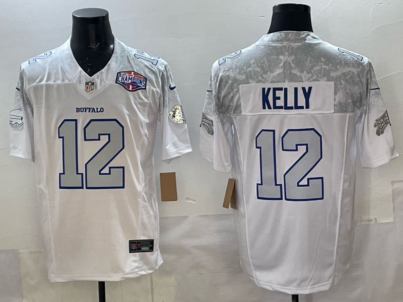 Men 2025 Buffalo Bills #12 Kelly white 5th generation Throwback Nike Limited NFL Jersey style 04->buffalo bills->NFL Jersey